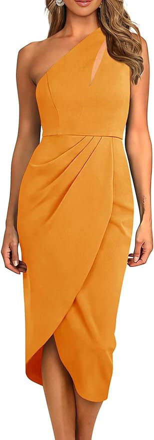 PRETTYGARDEN Women's One Shoulder Ruched Bodycon Dress 2024 Summer Cutout Slit Wrap Party Cocktai... | Amazon (US)