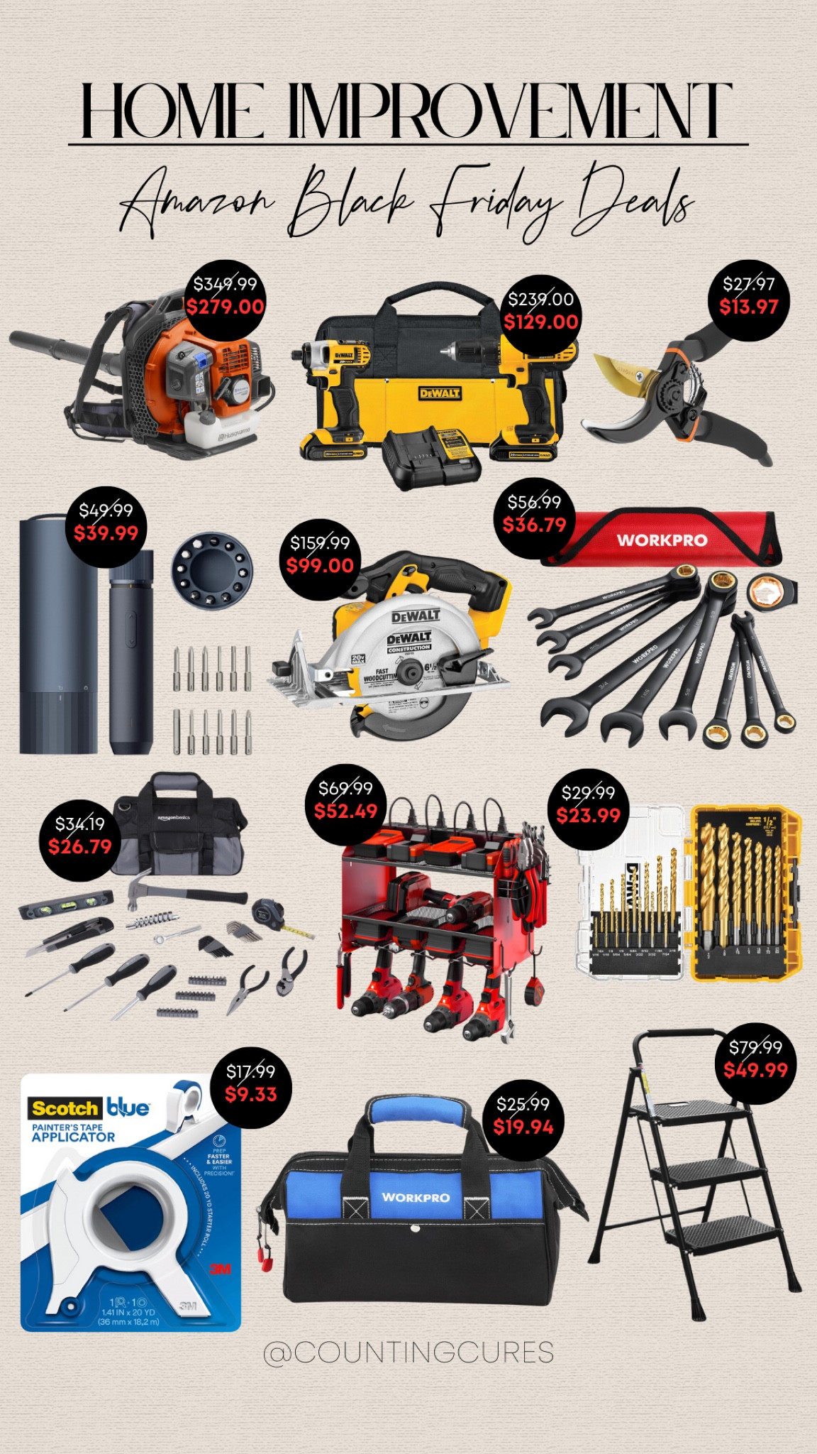 Take advantage of the Amazon Black Friday sale to upgrade your home improvement toolbox and be ready for anything! A painter's tape applicator, a Dewalt cordless drill, a drill bit set, and more!
#amazonfinds #giftsforhim #homeimprovement #onsalenow #CreatorFavorites2024 #cyberweeksale

#LTKSaleAlert #LTKGiftGuide #LTKCyberWeek