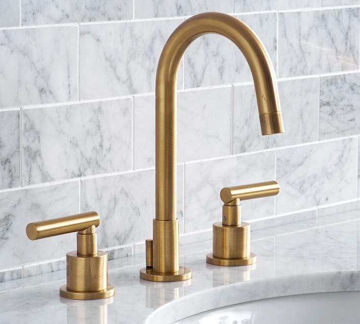 Exton Lever-Handle Widespread Bathroom Faucet - Brass | Pottery Barn (US)