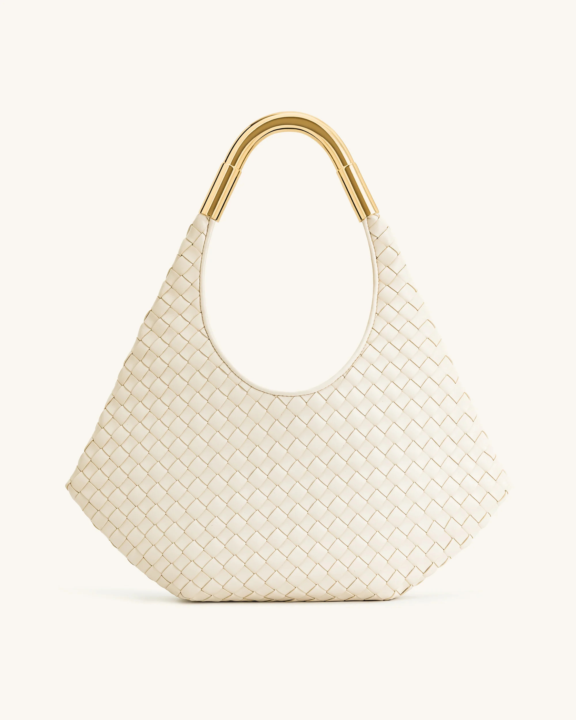 Olivia Hand-Woven Metal Handle Hobo Bag - White | JW PEI US