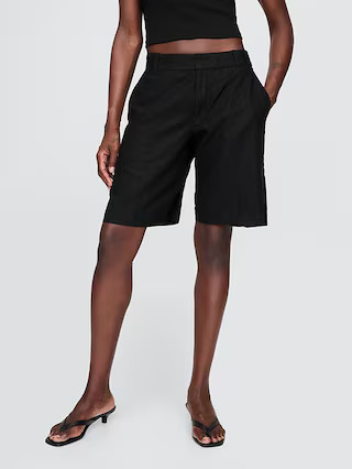 365 Low Rise Linen-Blend Trouser Shorts | Gap (US)