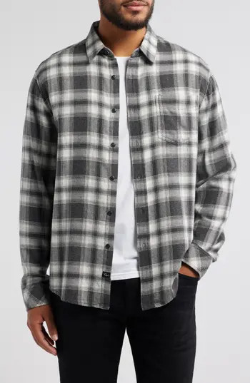 Rails Lennox Plaid Cotton Blend Flannel Button-Up Shirt in Black Oak Haze at Nordstrom Rack, Size Xx-Large | Nordstrom Rack