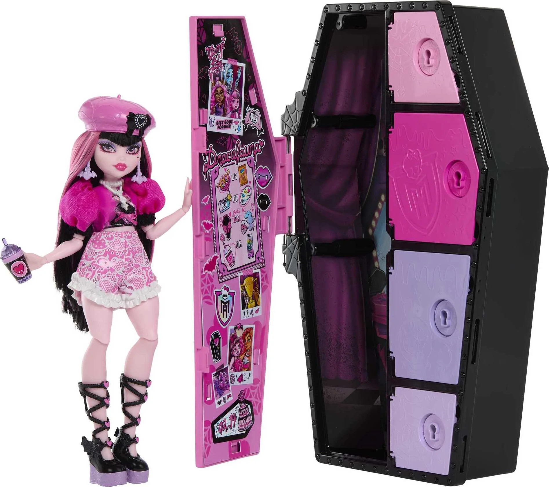 Monster High Doll and Fashion Set, Draculaura with Dress-Up Locker - Walmart.com | Walmart (US)
