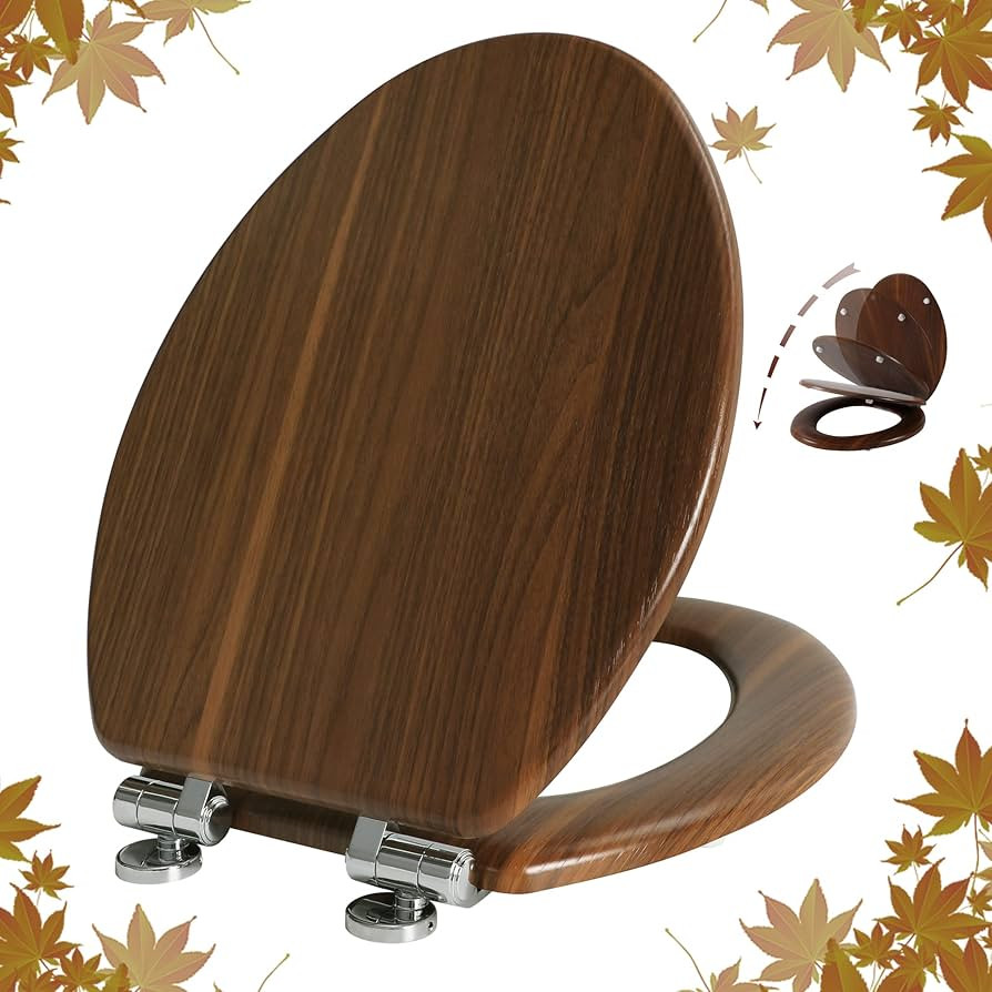Elongated Toilet Seat Molded Wood Toilet Seat with Quietly Close and Quick Release Hinges, Easy t... | Amazon (US)