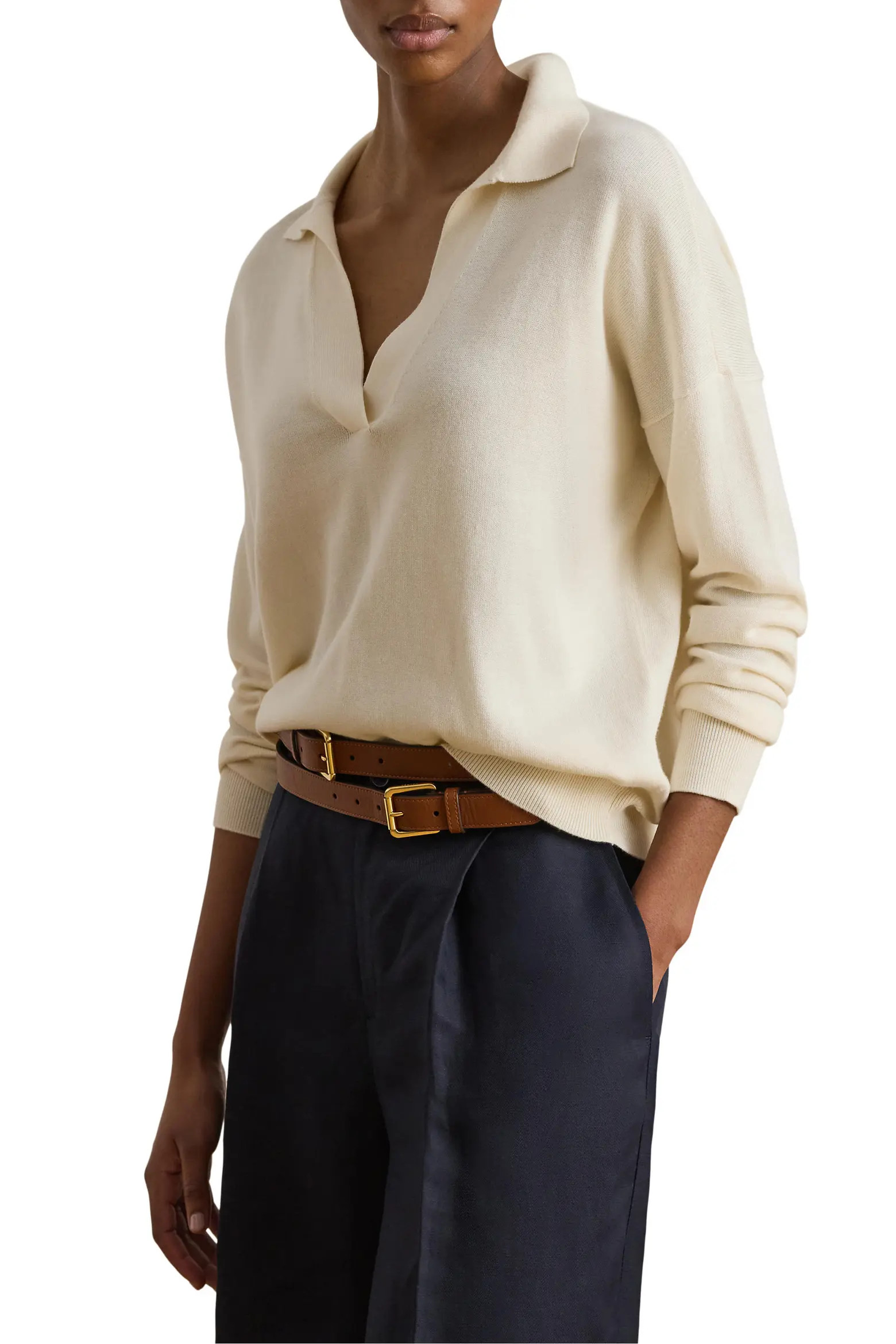 Relaxed Fit Cotton & Modal Polo Sweater (Women) | Nordstrom | Nordstrom
