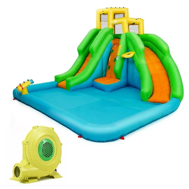 Costway Inflatable Water Park Bounce House Two-Slide Bouncer with Climbing Wall&480W Blower - Wal... | Walmart (US)