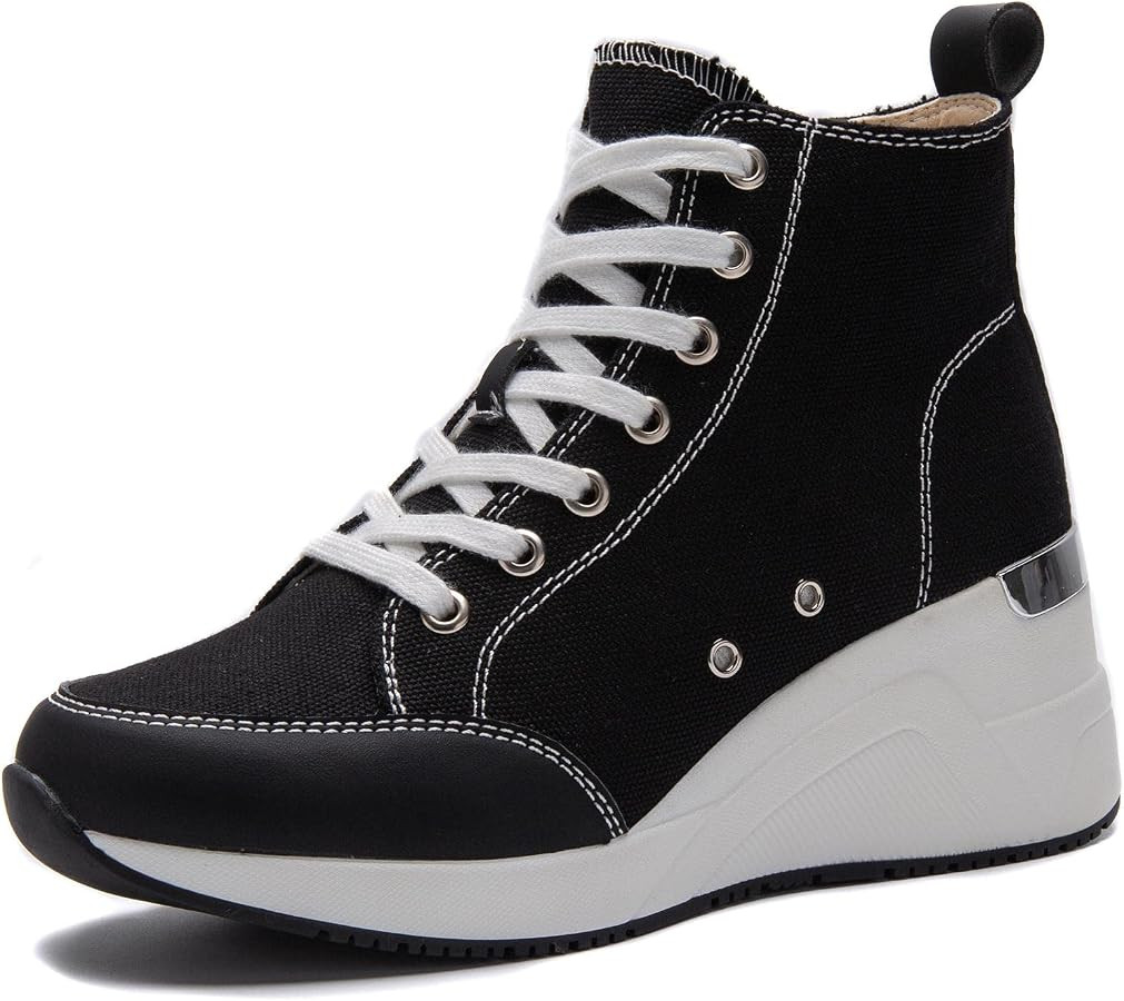 Cestfini Graffiti High Top Sneakers for Women Breathable White Black Platform Sneakers Lace up Wo... | Amazon (US)