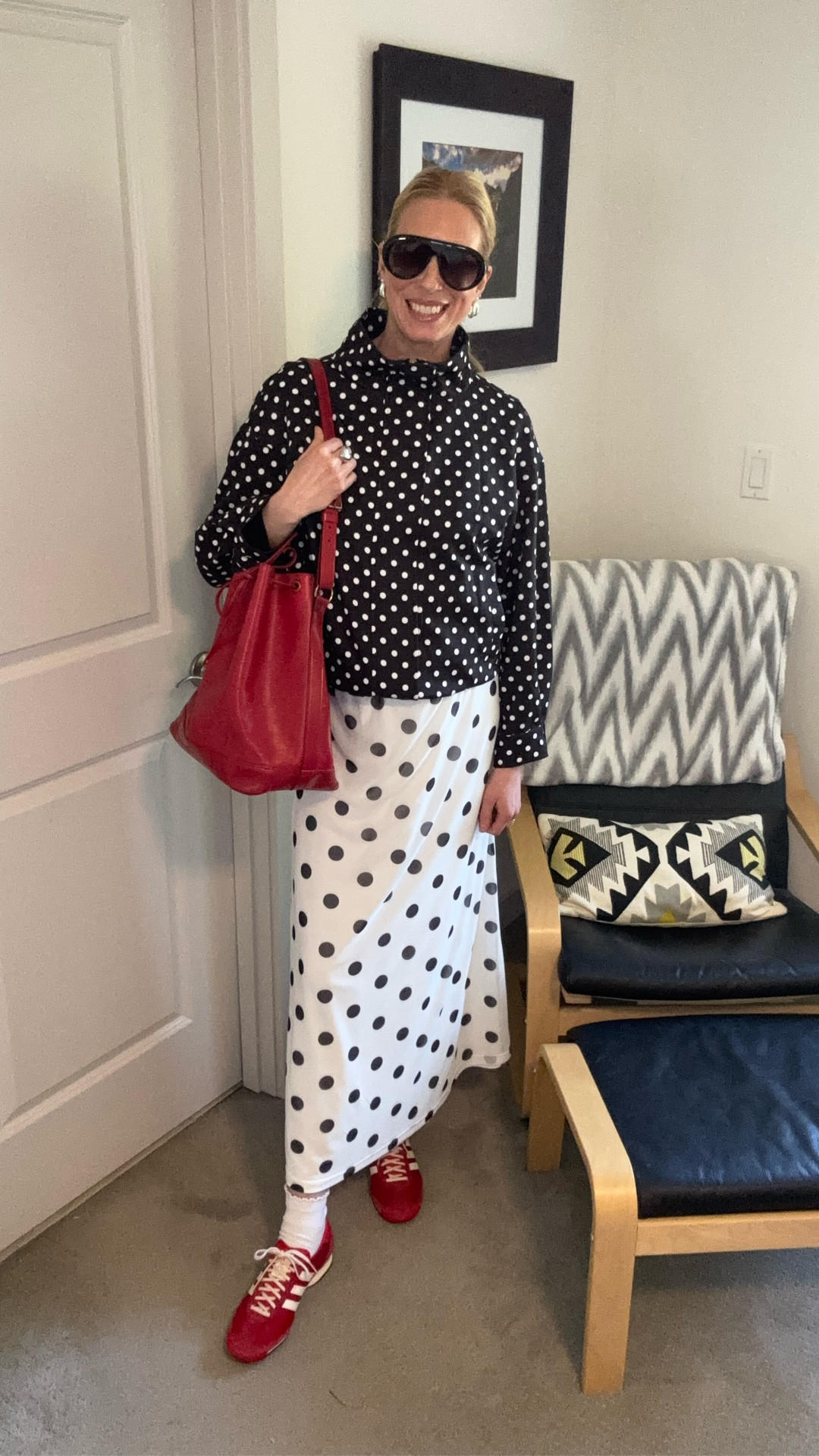 Polka Dots Oh My! 
Skirt, Track Jacket and Sunnies from @amazonfindsandfashion 
Shoes @adidas 
Vintage Luis Vuitton bag @ebay 

#LTKOver40 #LTKootd #LTKmomlife