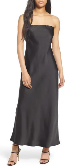 Strapless Matte Satin Bias Cut Gown | Nordstrom