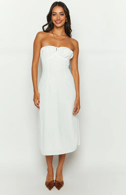 Dion White Strapless Midi Dress | Beginning Boutique (AU)