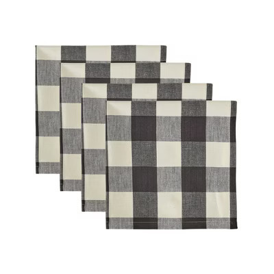 Design Imports Check Napkin Set/4, Black | Target