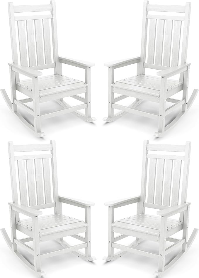 SERWALL Outdoor Rocking Chair Set of 4, HDPE Rocking Chairs for Adult, All Weather Porch Rockers ... | Amazon (US)