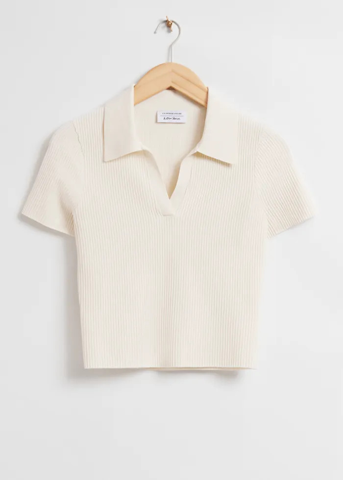 Cropped Open Collar Knit Top | & Other Stories US