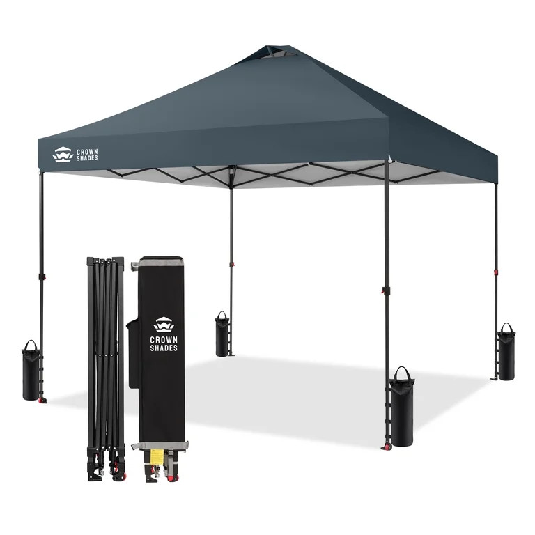 CROWN SHADES 10x10 Pop Up Canopy Patented Center Lock One Push Instant Outdoor Canopy Tent Grey | Walmart (US)