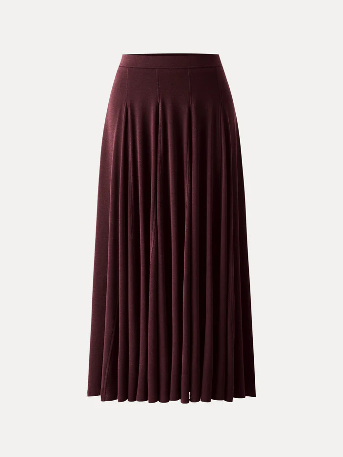 Lyocell Wool Godet Hem Pull-on Maxi Skirt | OGLmove