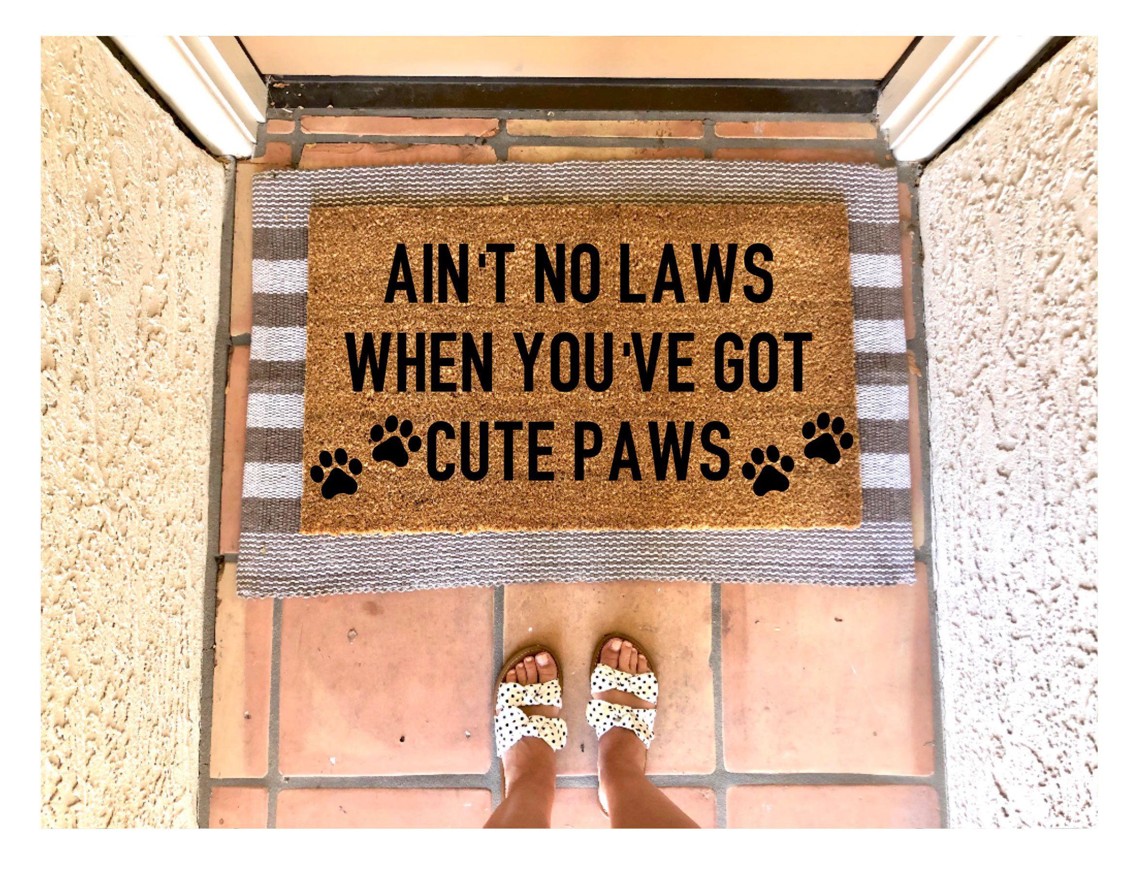 Ain’t no laws when youve got cute paws doormat, dog doormat, pet doormat, cute doormat, dog mom | Etsy (US)