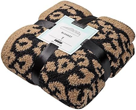 Bearberry Fuzzy Leopard Knitted Throw Blanket Soft Cozy Warm Microfiber Blanket for Couch Sofa Bed T | Amazon (US)