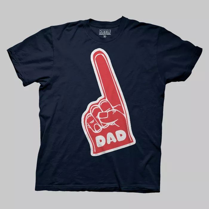 Men's 'Number 1 Dad' Foam Finger Short Sleeve Graphic T-Shirt - Navy | Target