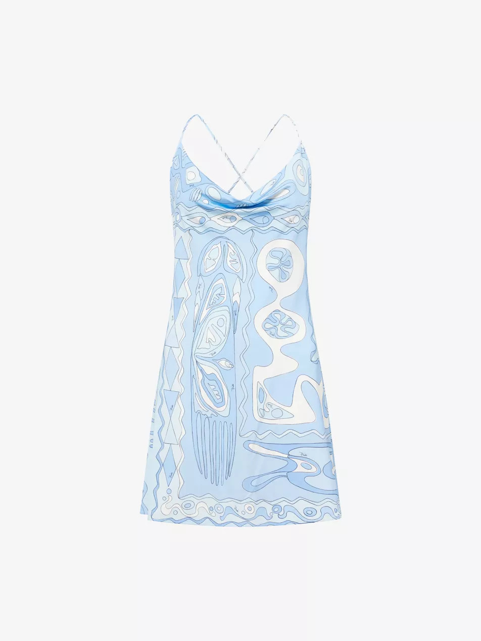 Backless Graphic-Print Satin-Jersey Mini Dress | Selfridges