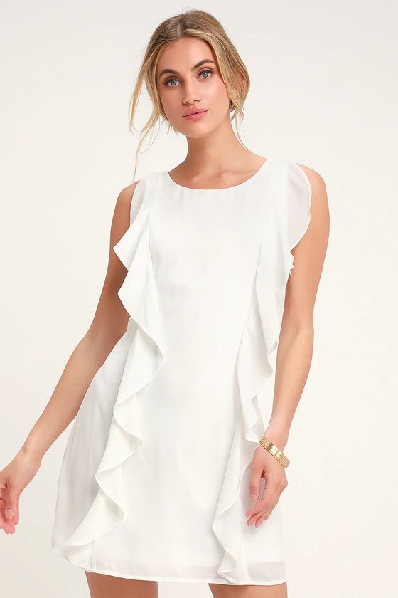 Audree White Ruffled Sleeveless Dress | Lulus (US)