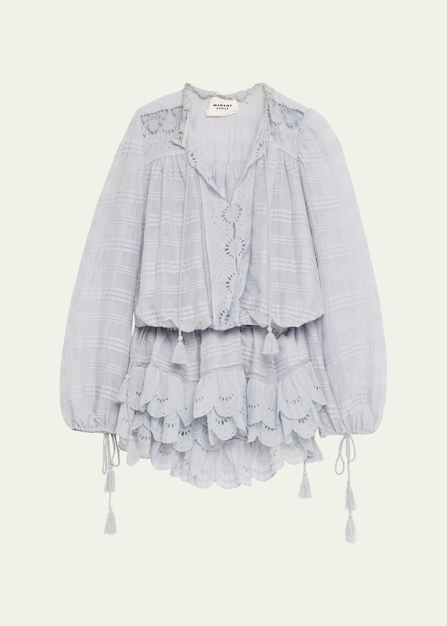 Etoile Isabel Marant Preya Embroidered Long-Sleeve Mini Dress | Bergdorf Goodman