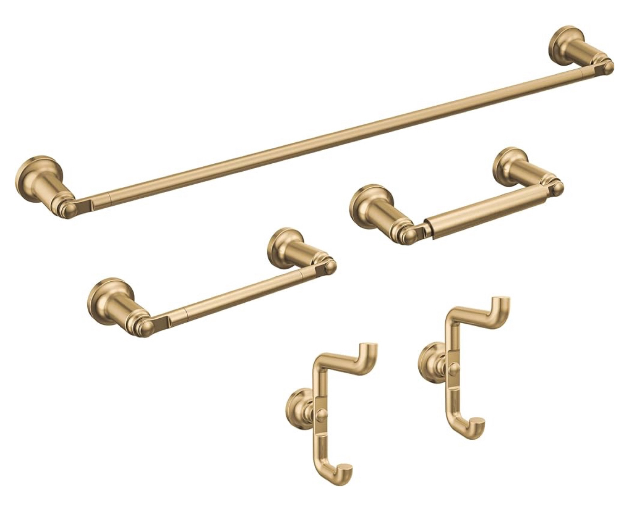 Delta Saylor 5-Piece Bathroom Set with 24 in. Towel Bar, 8 in. Hand Towel Holder, Toilet Paper Holder, Towel/Robe Hooks (2) | Champagne Bronze Gold Bathroom Accessories | Bathroom Hardware Set

#LTKStyleTip #LTKHome