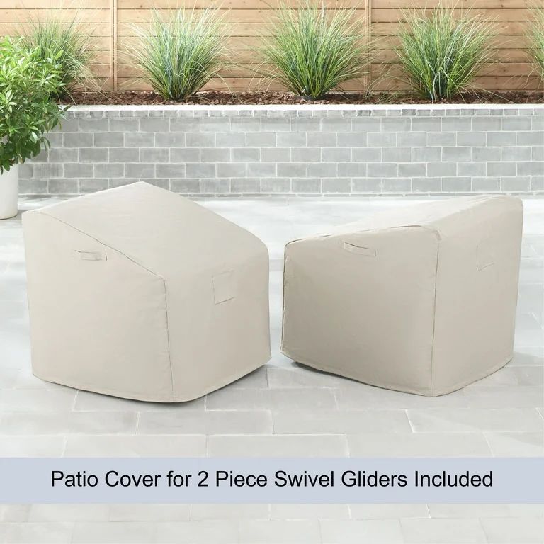Better Homes & Gardens River Oaks Outdoor Swivel Gliders with Patio Covers, Set of 2, Natural | Walmart (US)