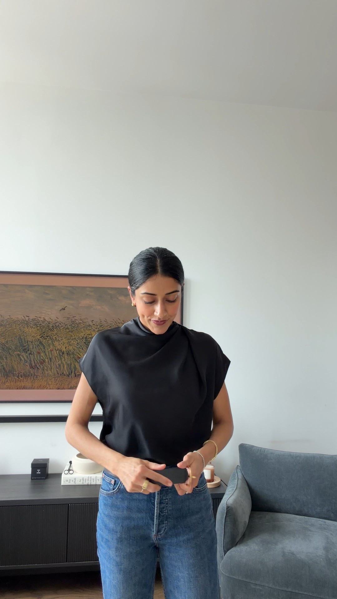 By far the most versatile top in my closet. Perfect for work events, dinners and date night. Wearing a size xs in the top (runs big) and size 25 jeans (true to size) my exact coat from Dissh is sold out but I linked similar options.  