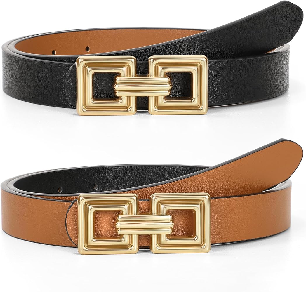 WHIPPY Reversible Leather Belt for Women Fashion Ladies Faux Leather Belt for Jeans Pants Dress w... | Amazon (US)