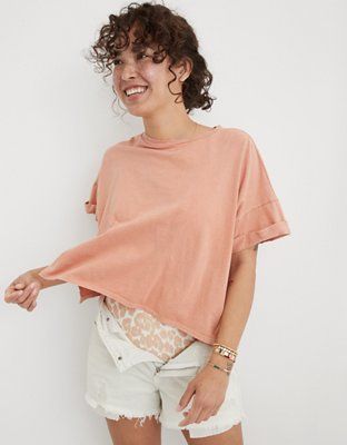 Aerie Oversized Cropped T-Shirt | American Eagle Outfitters (US & CA)