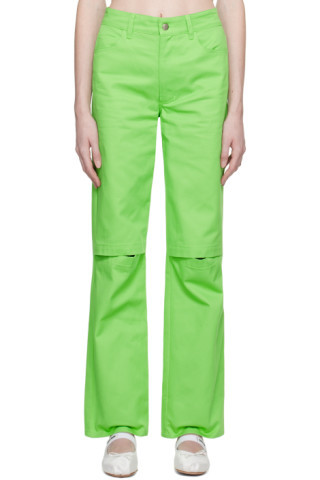 KkCo - Green Slit Trousers | SSENSE