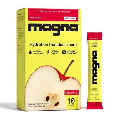 Magna Hydration Electrolyte Mix Stick Pack Dietary Supplement Vegan Powder - Apple Juice - 10ct: Magnesium 210mg, Sugar-Free, Gluten-Free, Non-GMO | Target