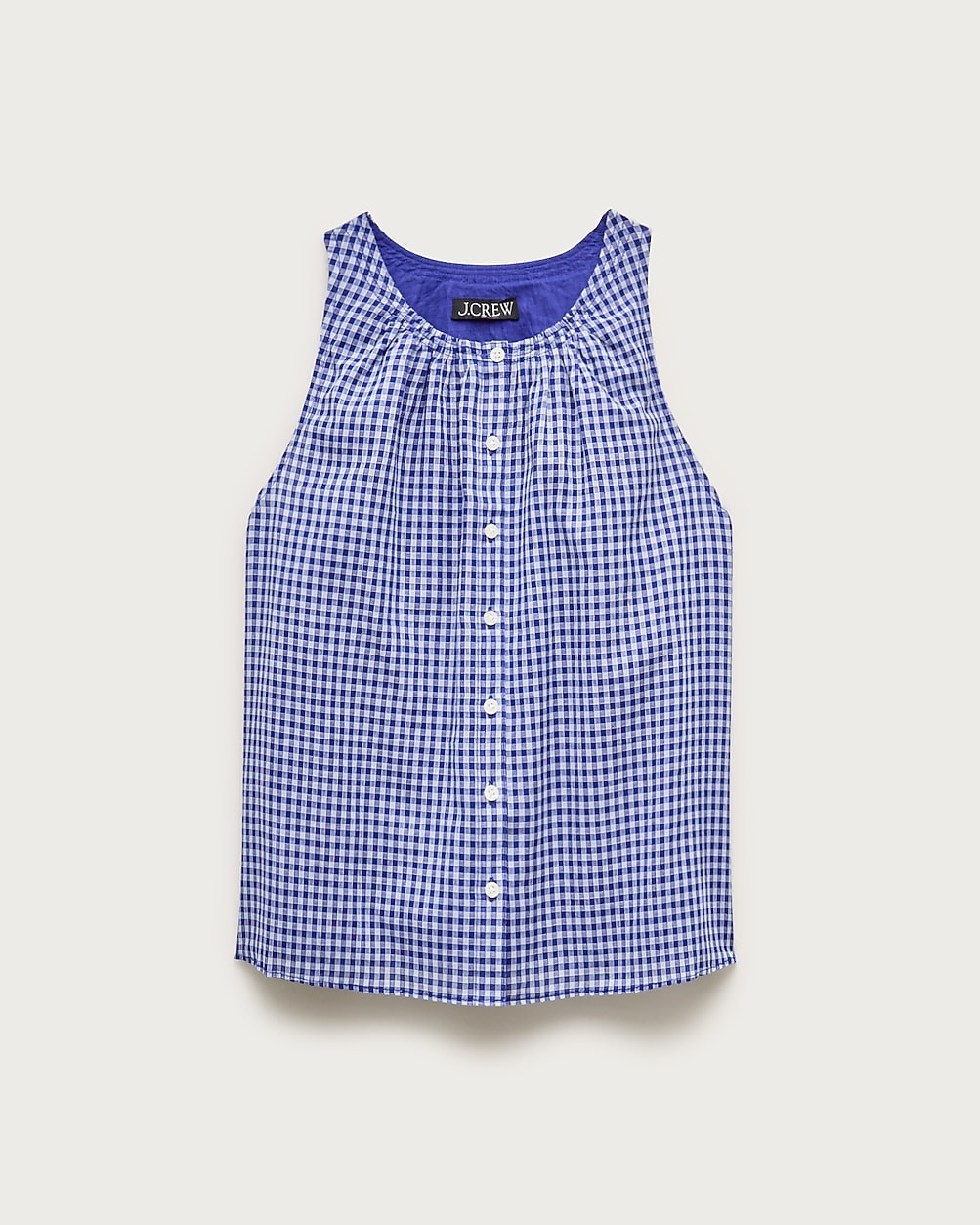 High-neck tank top in gingham cotton voile | J. Crew US