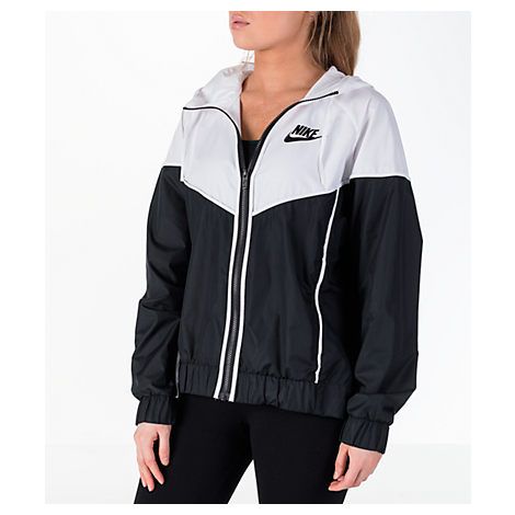 Nike Women's Sportswear Woven Windrunner Jacket, White/Black | Finish Line (US)
