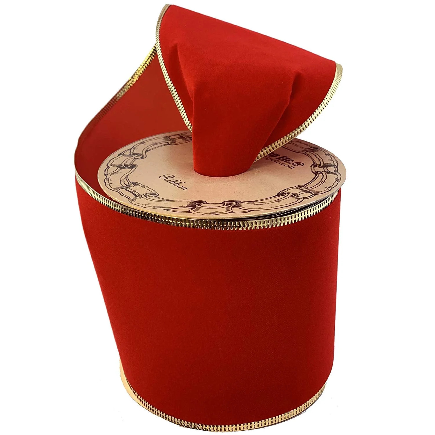 Gold Edge Red Velvet Ribbon - 4" x 10 Yards, Wired Edges, Christmas, Holiday Decor, Garland, Gift... | Walmart (US)
