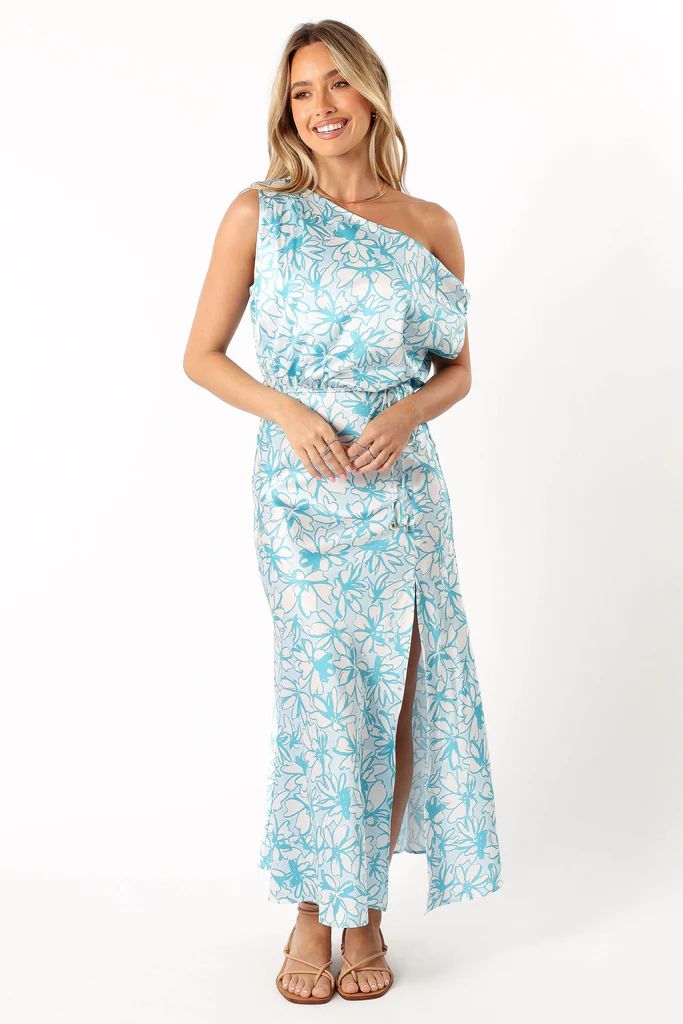 Camden Off Shoulder Maxi Dress - Blue Floral | Petal & Pup (US)