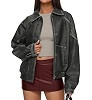 PRETTYGARDEN Faux Leather Jacket Women Bomber Motorcycle Zip Up Jackets Oversized Fall Fashion Ou... | Amazon (US)