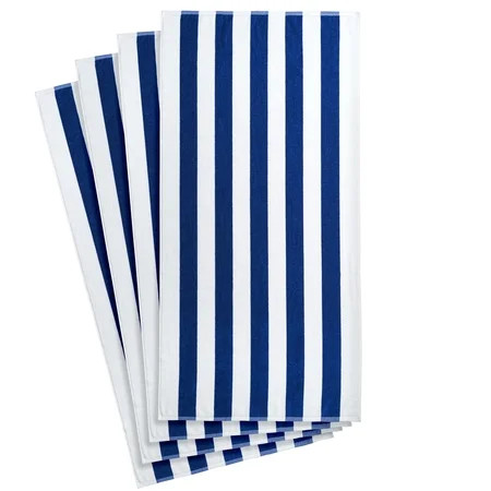 Mainstays Cabana Stripe Beach Towels, 4 Pack, 58 in x 28 in, Blue | Walmart (US)