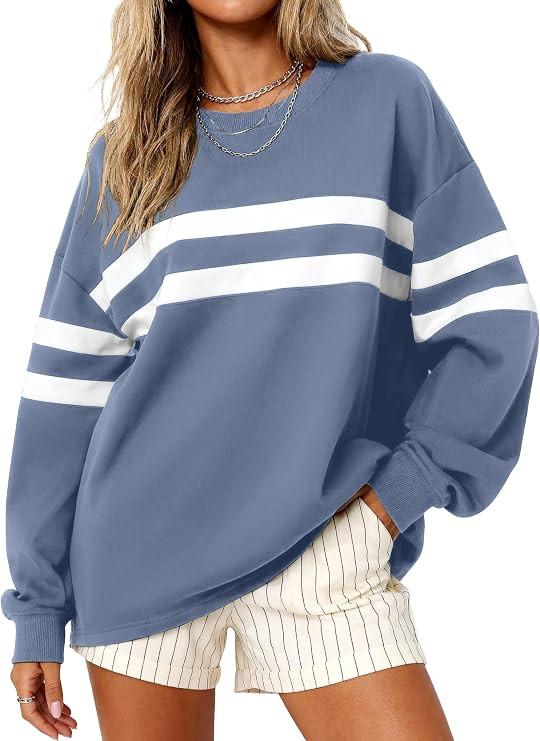 MASCOMODA Womens Striped Oversized Sweatshirt Fall Pullover | Amazon (US)