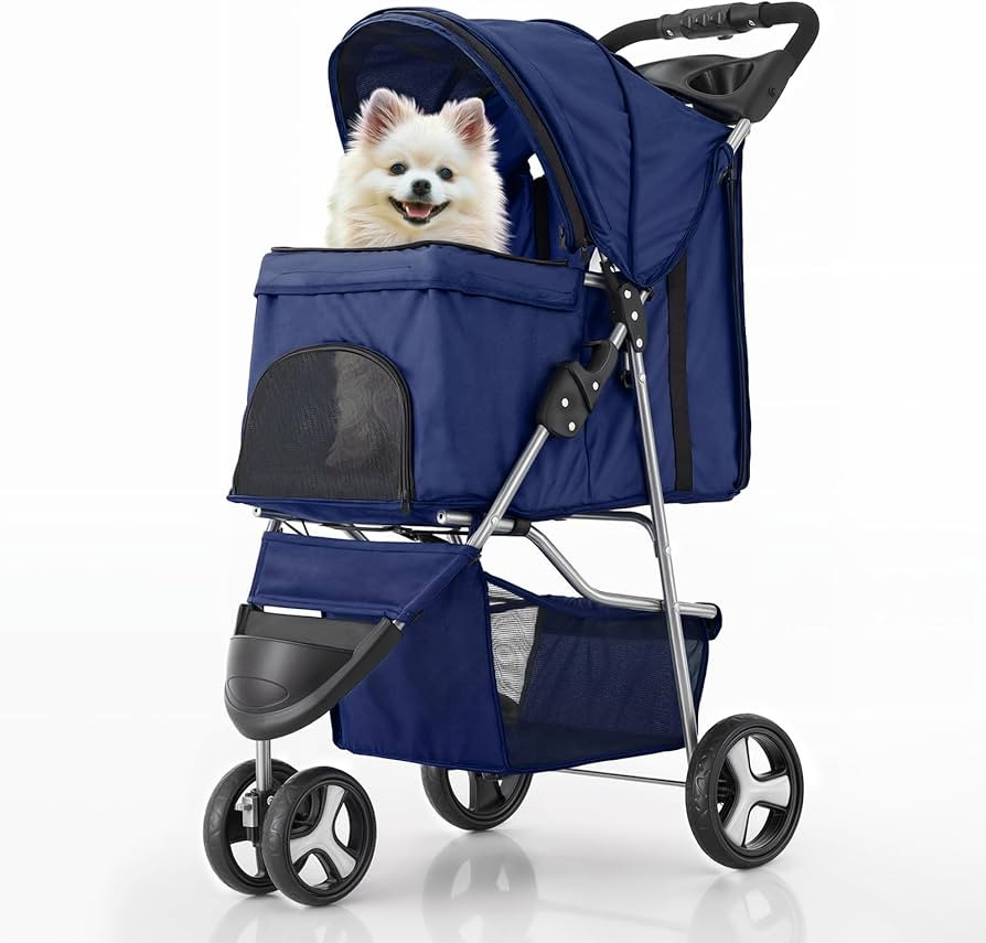 MoNiBloom 3 Wheels Pet Stroller, Foldable Dog Cat Cage Jogger Stroller with Weather Cover for All... | Amazon (US)