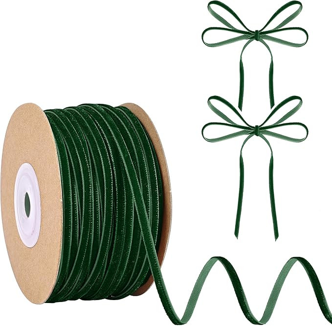 Dark Green Velvet Ribbon 1/8 inch Velvet Ribbon for Gift Wrapping Weddings Hair Bow Ribbons Headb... | Amazon (US)