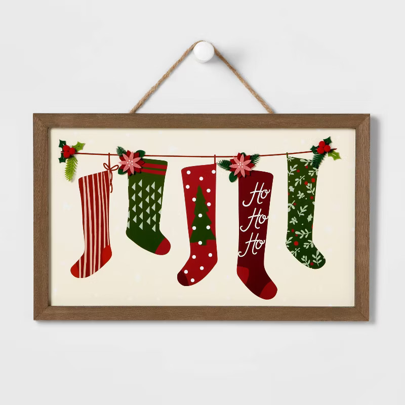 14" Wood Holiday Stocking Wall Sign - Wondershop™ | Target