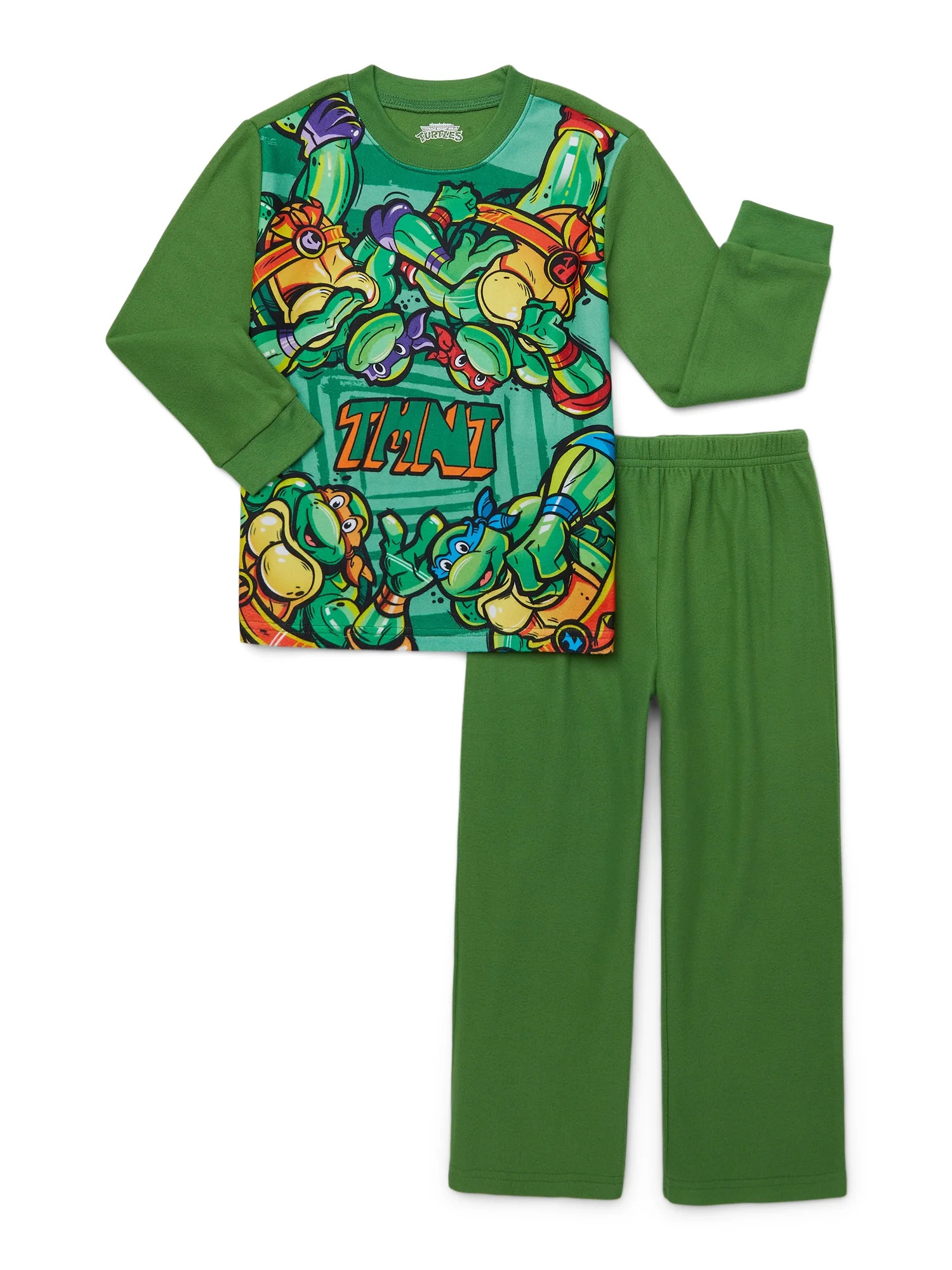 Teenage Mutant Ninja Turtles Boys Long Sleeve Top and Pants Pajama Set, 2-Piece, Sizes 4-12 - Wal... | Walmart (US)