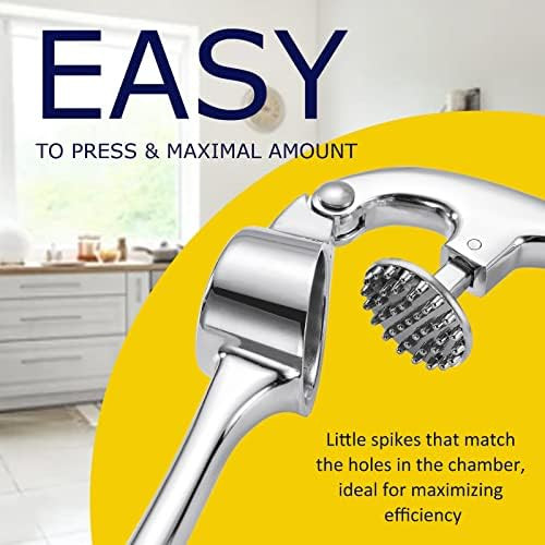 Premium Garlic Press, Garlic Mincer Set of 3 with Silicone Roller Peeler & Cleaning Brush - Gloss... | Amazon (US)