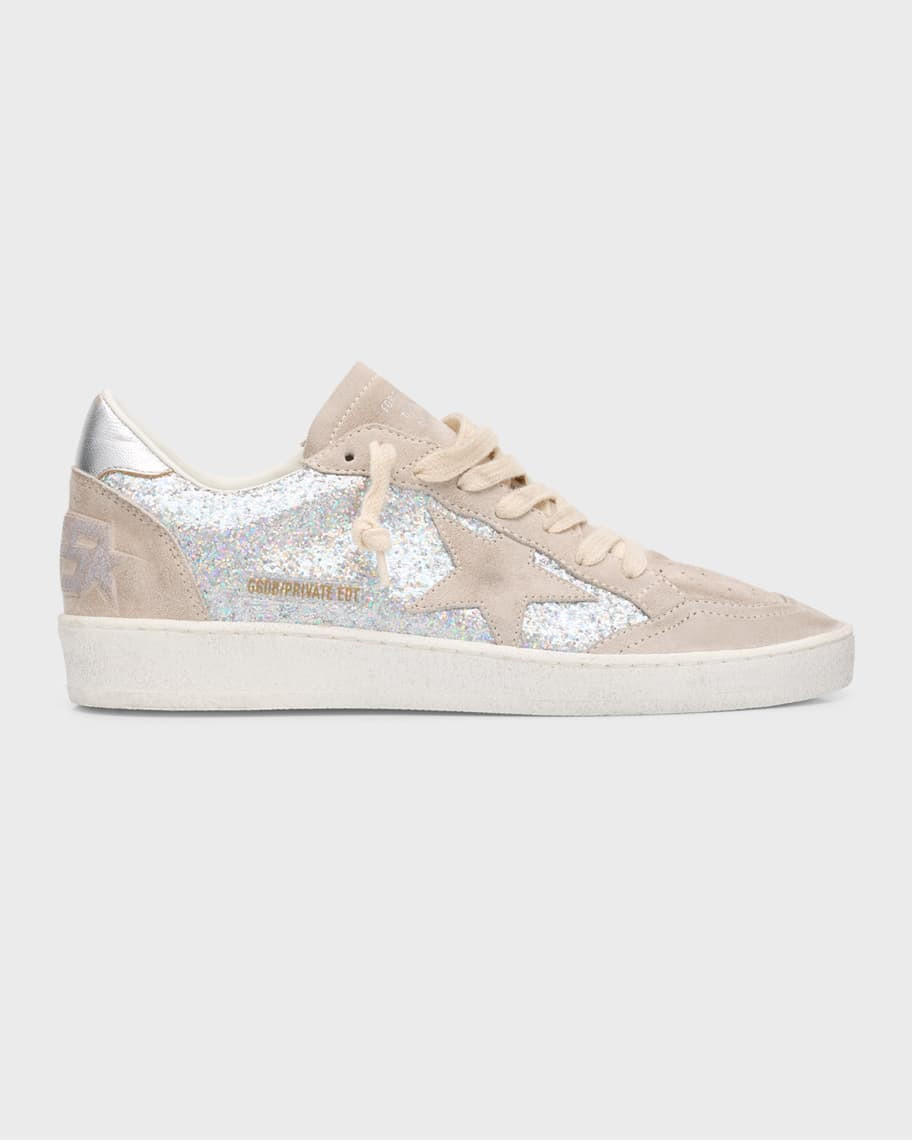 Golden Goose Ballstar Glitter Suede Low-Top Sneakers | Neiman Marcus