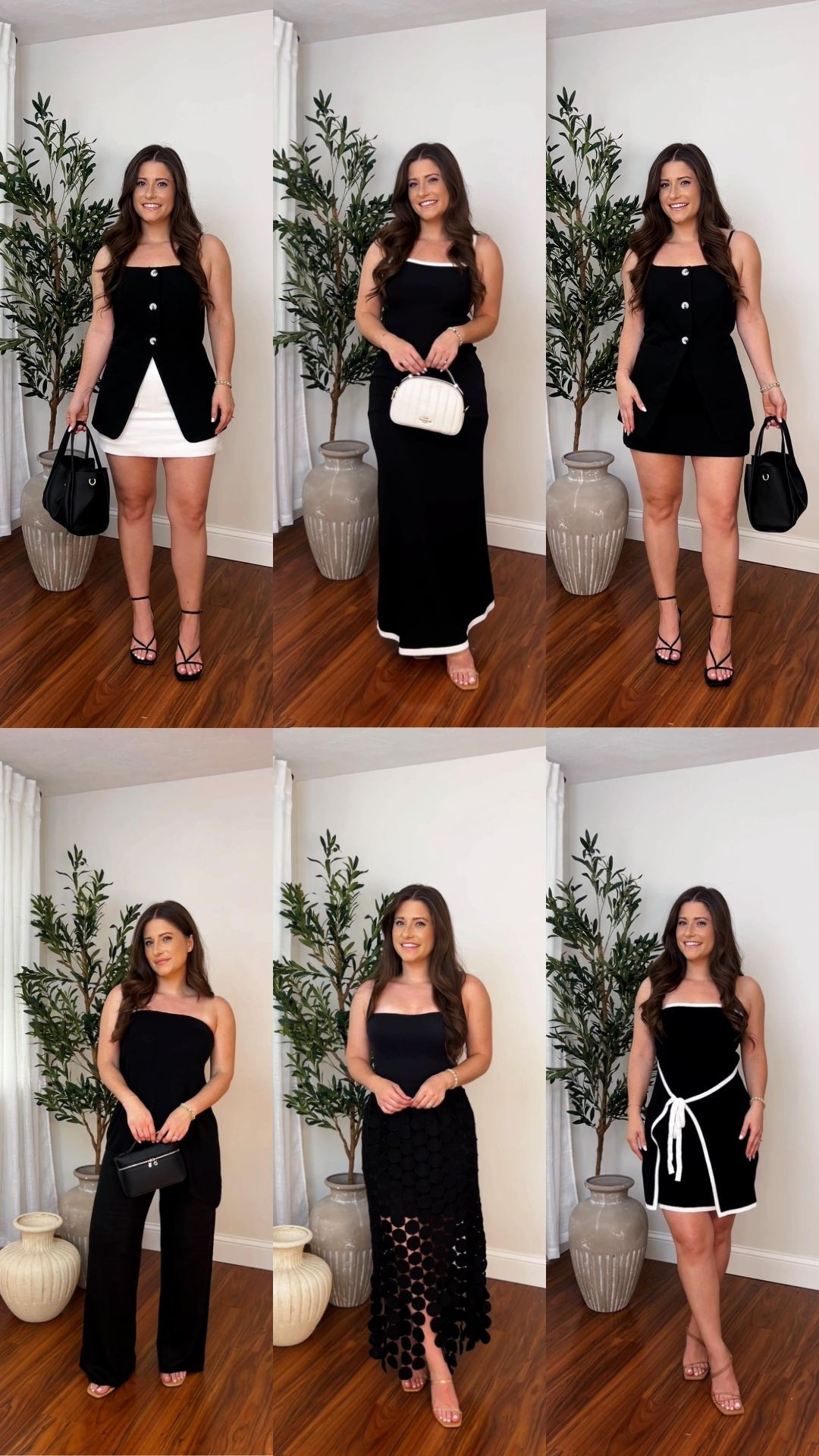 Chic All Black Outfits! I'm 5'1 wearing Size Small Top / Size XS Skort / Heels Fit TTS / Size Small Maxi Dress / Size Small Top / Size XS Skirt / Size Small Knit Tube Top Set with pants/ Size Small Skirt / Size XS Strapless black&white dress. 

 

#LTKootd