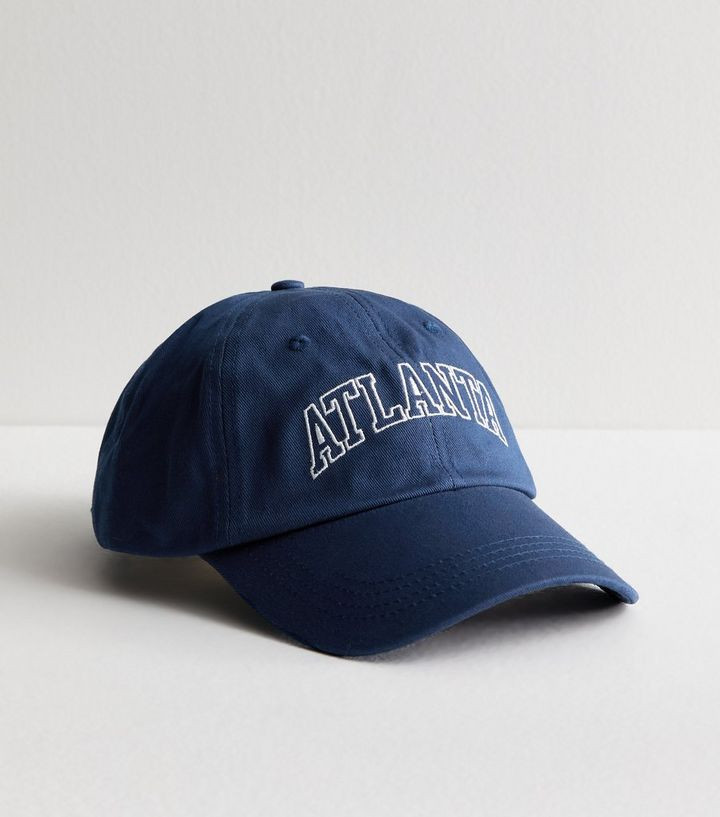 Navy Cotton Embroidered Atlanta Slogan Baseball Cap  | New Look | New Look (UK)