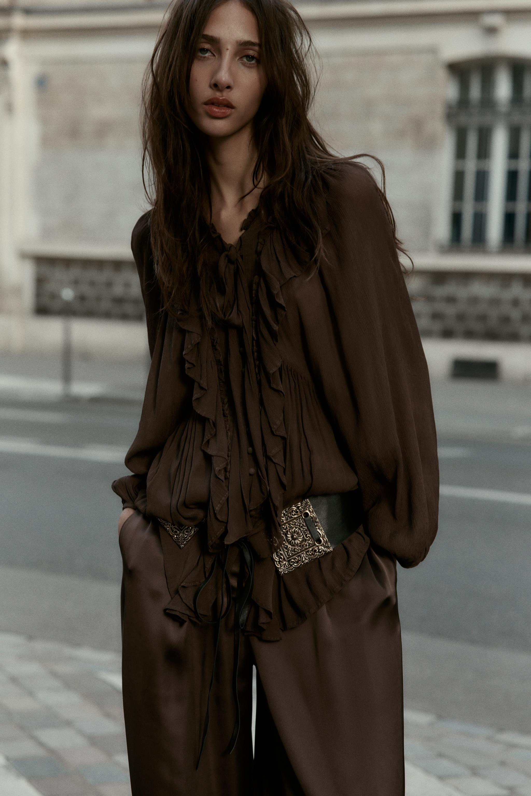 FLOWY RUFFLED SHIRT | Zara US