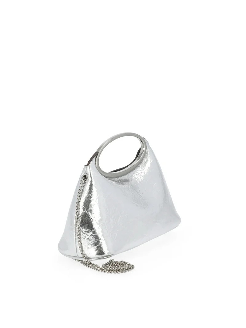 Scoop Women’s Metallic Faux Leather Top Handle Clutch, Silver Tone | Walmart (US)