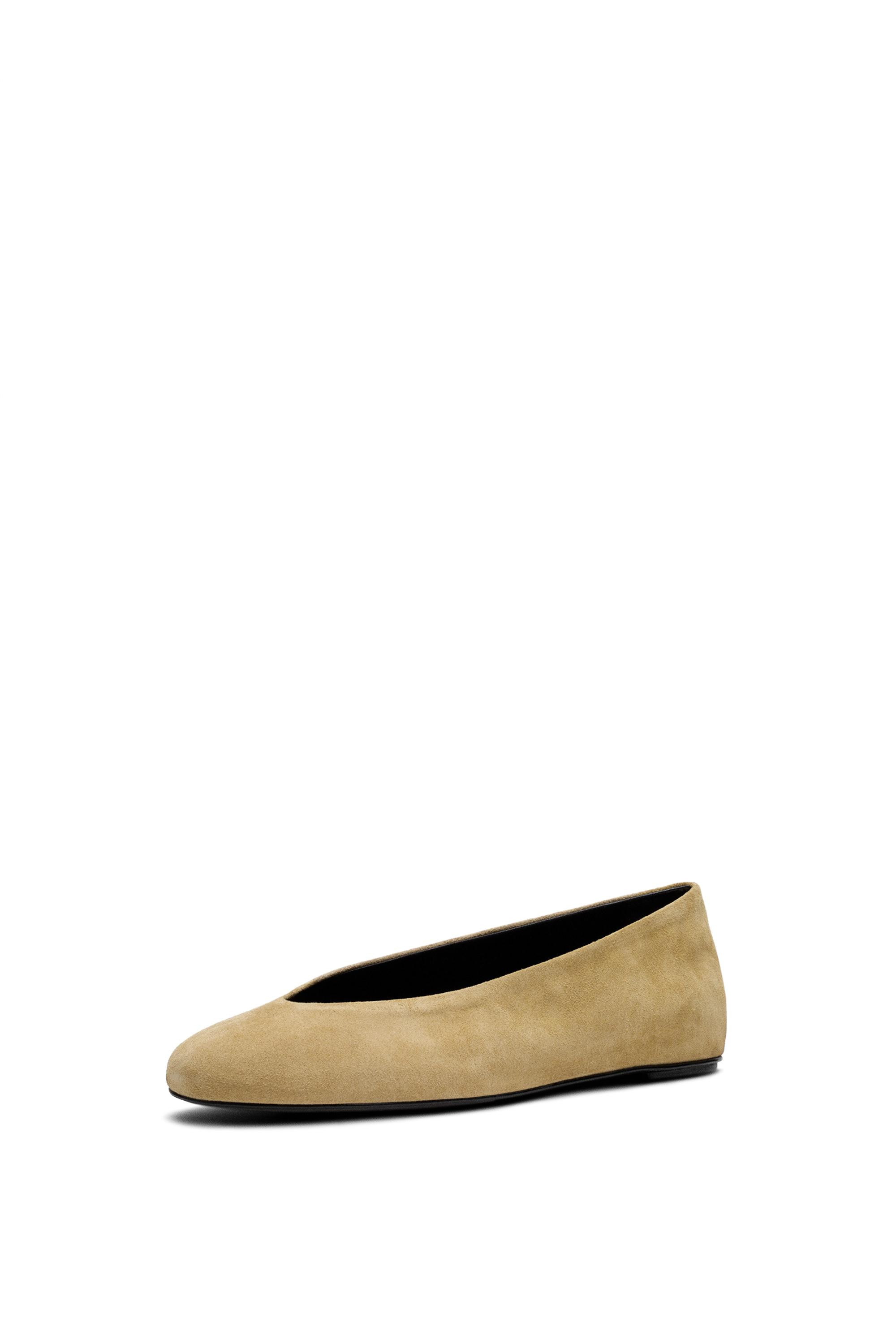 Split leather ballet flats - MUSTARD | Massimo Dutti UK
